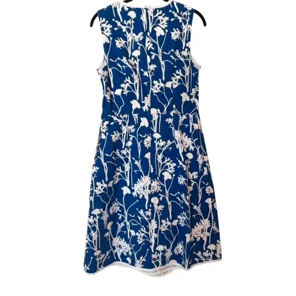 Kate Spade Saturday Blue White Floral Poppy Faux Wrap Size 4 - Picture 2 of 5